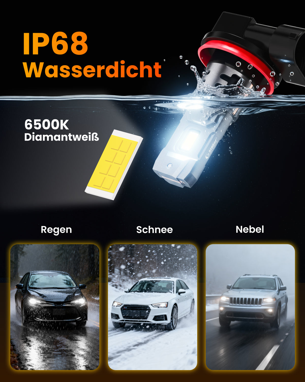 Stellar Lampe 9005/HB3 (S25) – 1 Paar (2 Stück) LED, +200 % Helligkeit, 1 Jahre Garantie