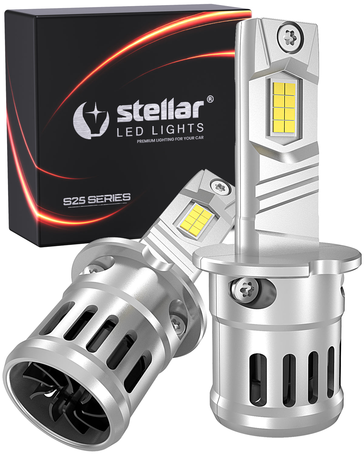 Stellar Lampe H3 (S25) – 1 Paar (2 Stück) LED, +200 % Helligkeit, 1 Jahre Garantie