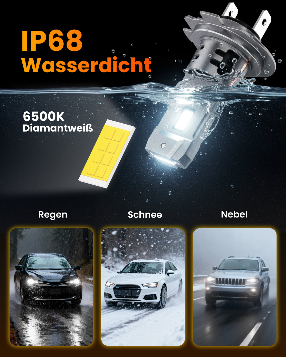 Stellar Lampe H7 (S25) – 1 Paar (2 Stück) LED, +200 % Helligkeit, 1 Jahre Garantie
