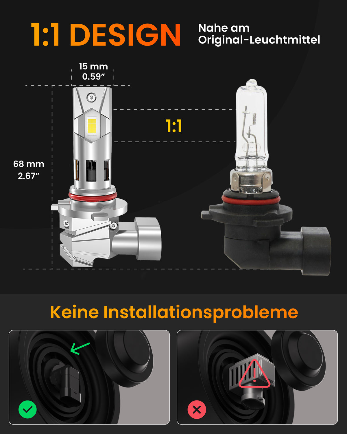 Stellar Lampe 9005/HB3 (S25) – 1 Paar (2 Stück) LED,  +200 % Helligkeit, 1 Jahre Garantie