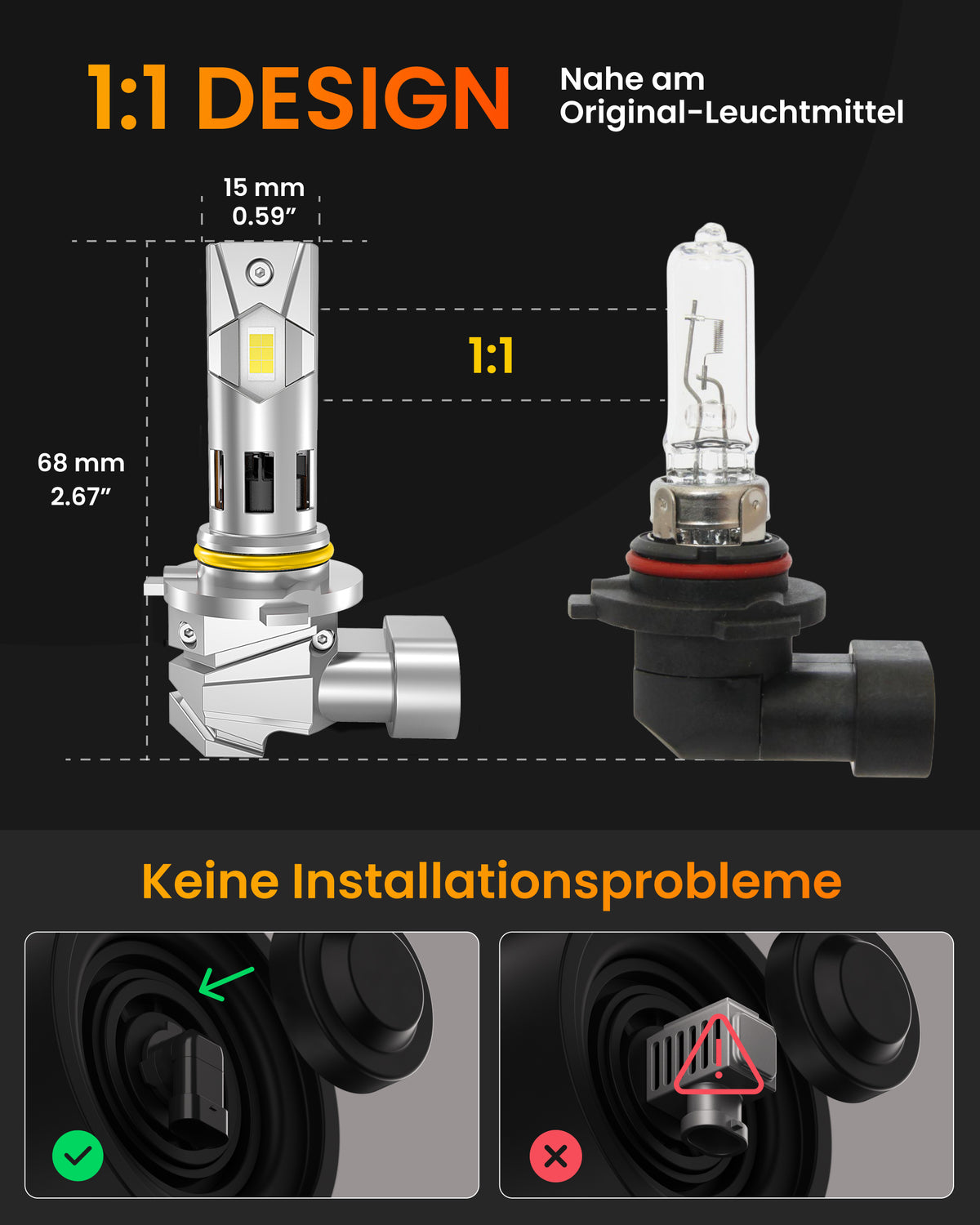 Stellar Lampe 9006/HB4 (S25) – 1 Paar (2 Stück) LED,  +200 % Helligkeit, 1 Jahre Garantie