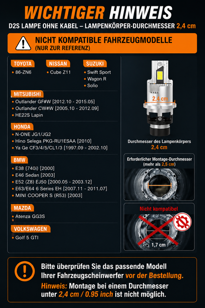 Stellar D2S LED 2026 Upgraded Technologie (1 Paar / 2 Stück)