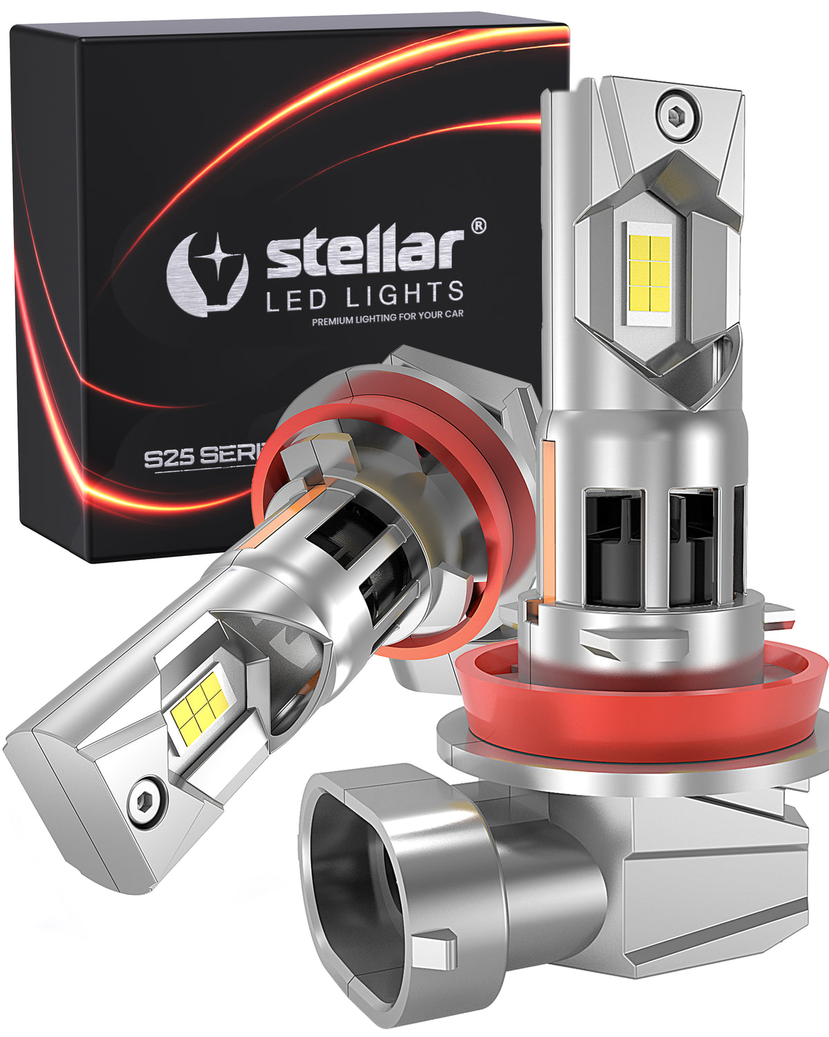 Stellar Lampe H11/H8/H9 (S25) – 1 Paar (2 Stück) LED,  +200 % Helligkeit, 1 Jahre Garantie