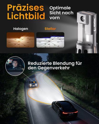 Stellar Lampe H4 (S25) – 1 Paar (2 Stück) LED,  +200 % Helligkeit, 1 Jahre Garantie