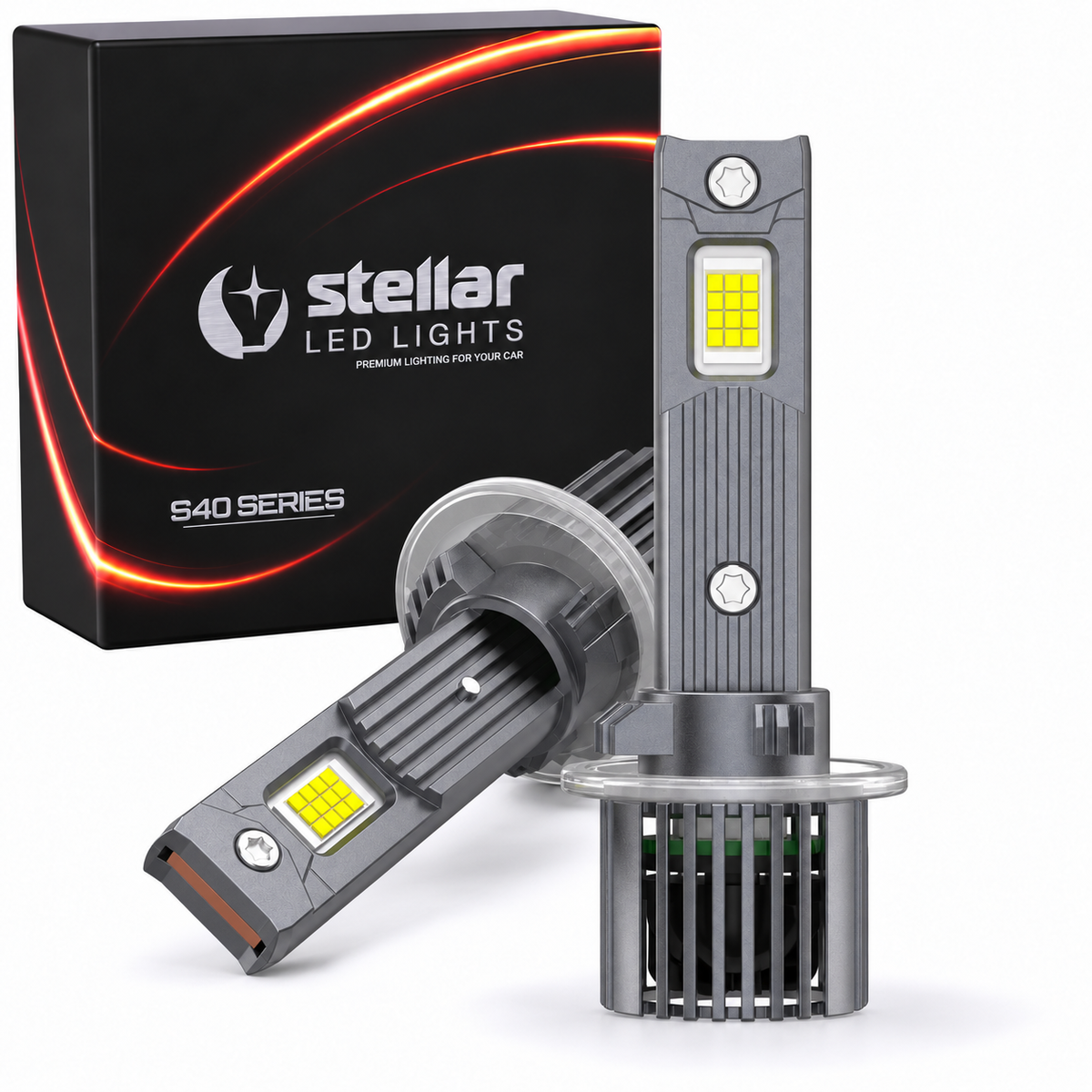 H27 STELLAR S40 LED-Lampen, 6500 K Kaltweiß, 2 × 40 W, CANBUS, 1 Paar (2 Stück), 1 Jahr Garantie