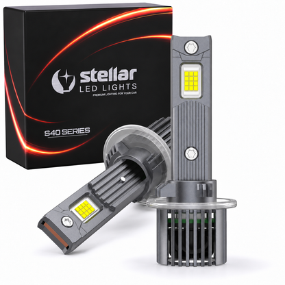 H27 STELLAR S40 LED-Lampen, 6500 K Kaltweiß, 2 × 40 W, CANBUS, 1 Paar (2 Stück), 1 Jahr Garantie